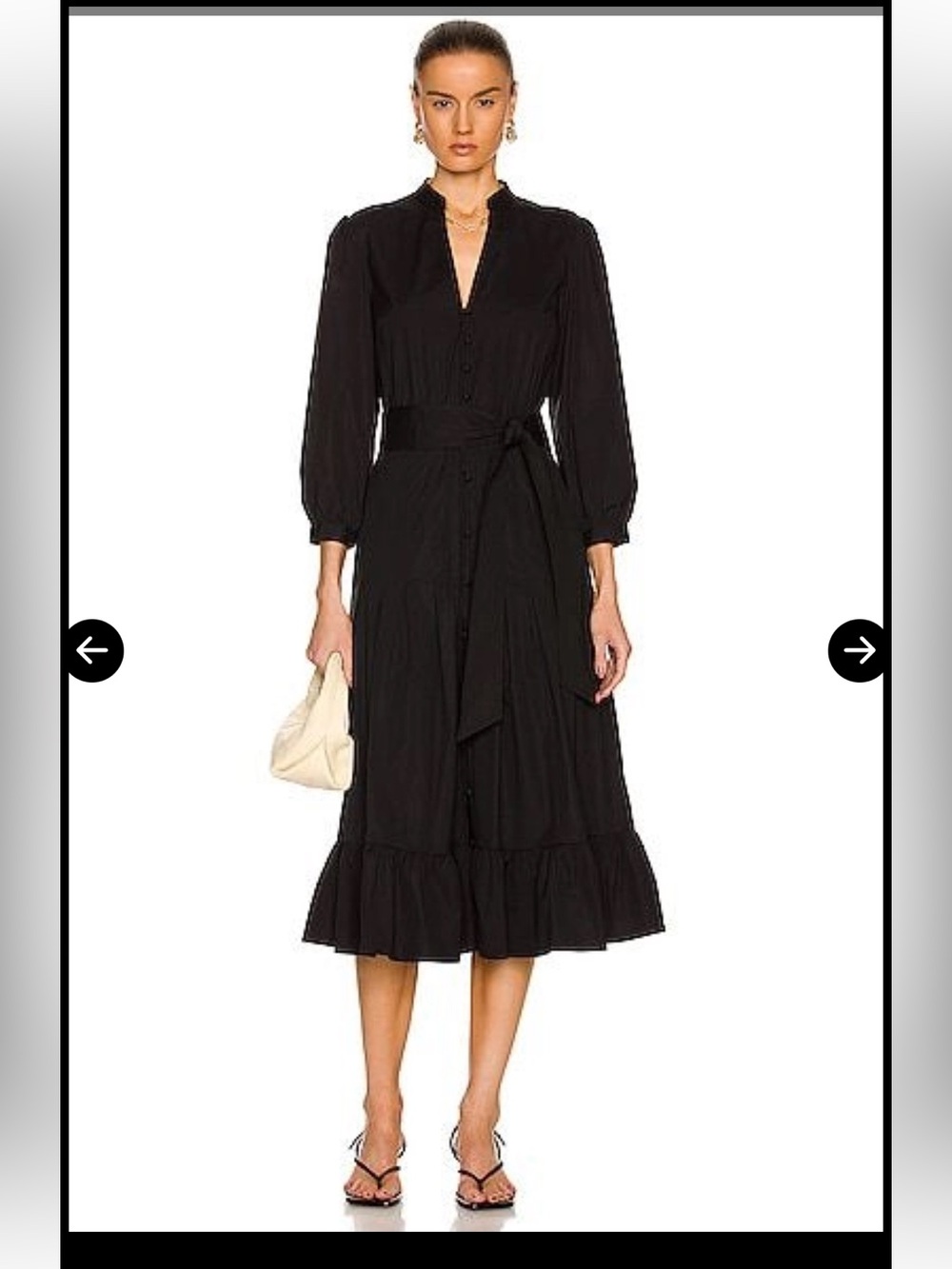 Veronica Beard Black Poplin Izie Midi Dress Size 2